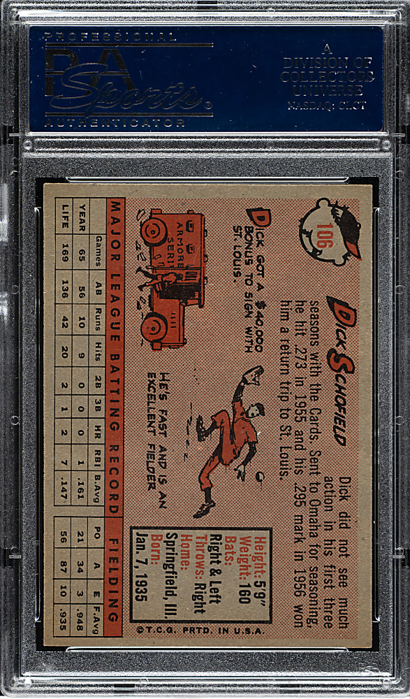 1958 Topps #106 Dick Schofield PSA NM-MT+ 8.5