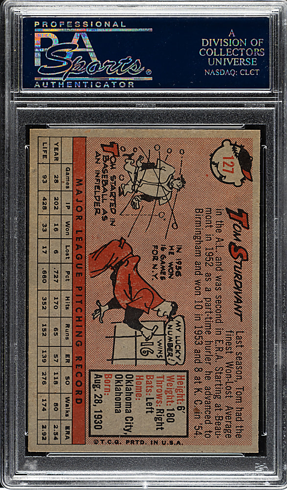 1958 Topps #127 Tom Sturdivant PSA NM-MT 8
