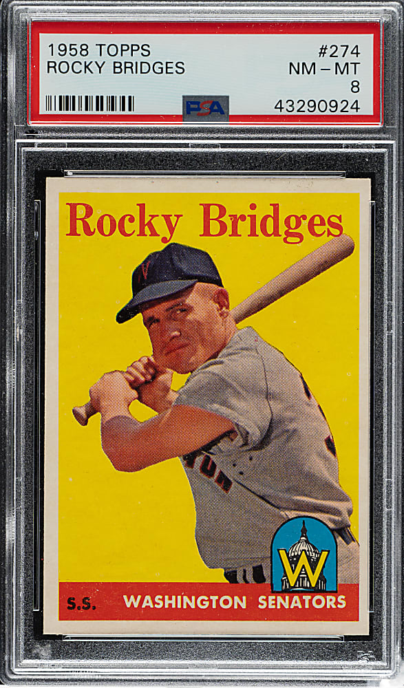 1958 Topps #274 Rocky Bridges PSA NM-MT 8