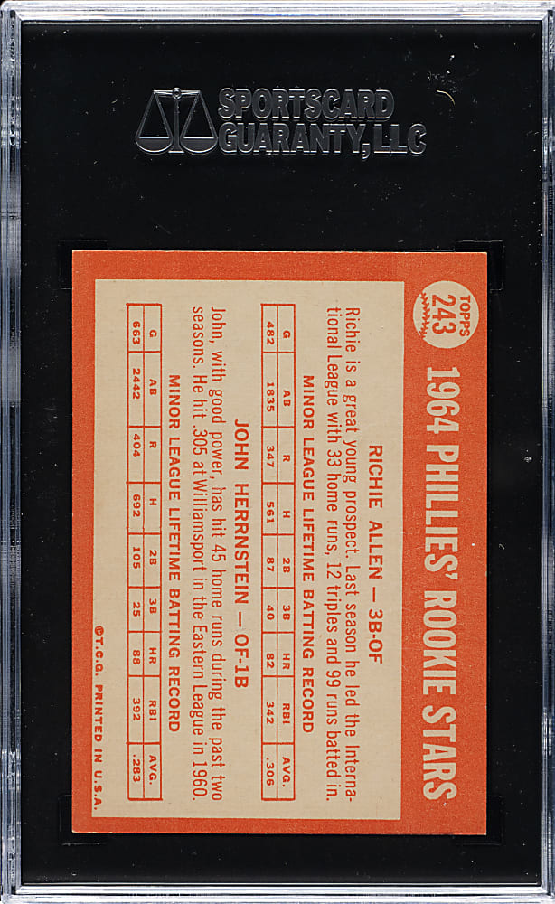 1964 Topps #243 Richie Allen Rookie SGC NM/MT 8