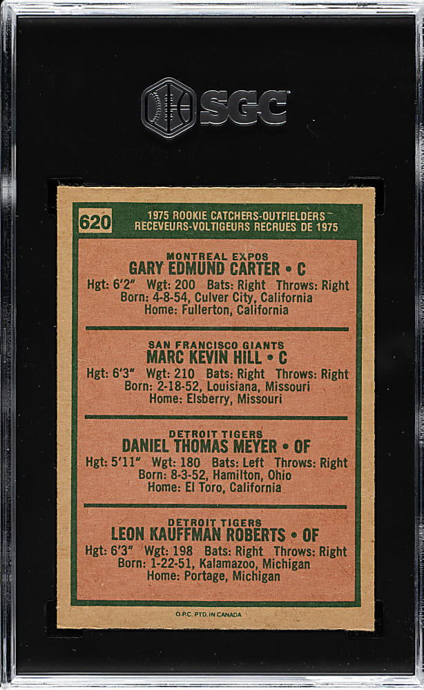 1975 O-Pee-Chee #620 Gary Carter Rookie SGC NM/MT+ 8.5