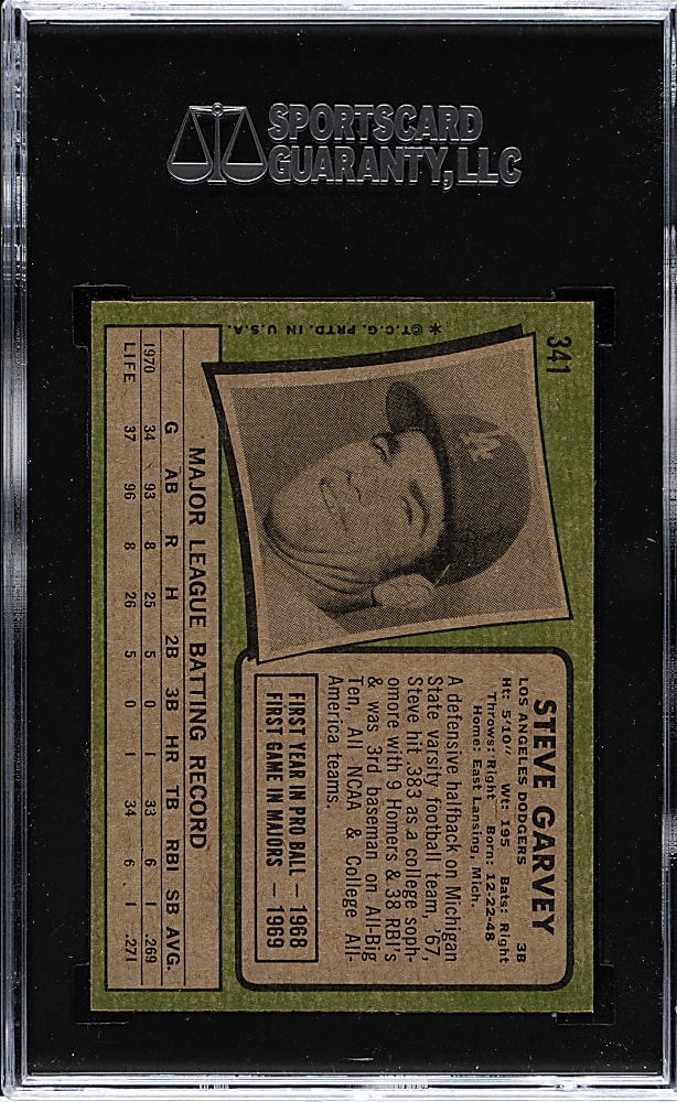 1971 Topps #341 Steve Garvey Rookie SGC NM/MT 8