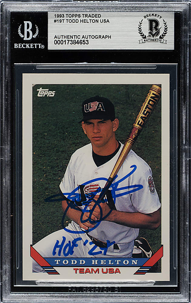 Signed 1993 Topps Traded #19T Todd Helton Rookie - Beckett