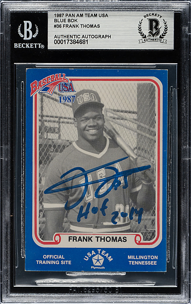 Signed 1987 Pan Am Team USA Blue #36 Frank Thomas - Beckett - Pre-Rookie!