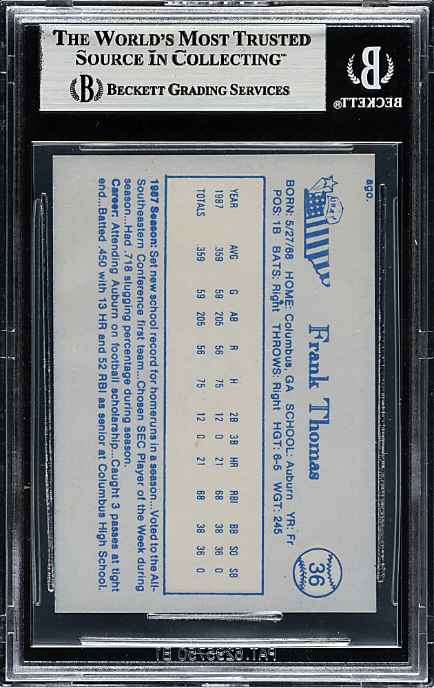 Signed 1987 Pan Am Team USA Blue #36 Frank Thomas - Beckett - Pre-Rookie!