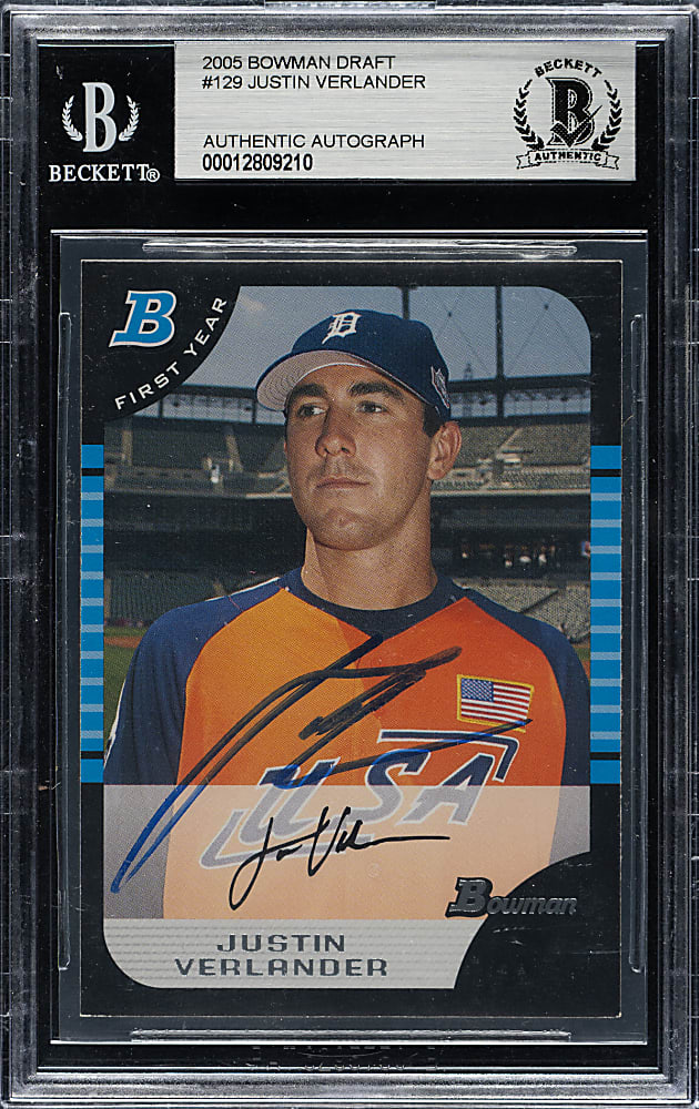 Signed 2005 Bowman Draft Picks #BDP129 Justin Verlander - Beckett