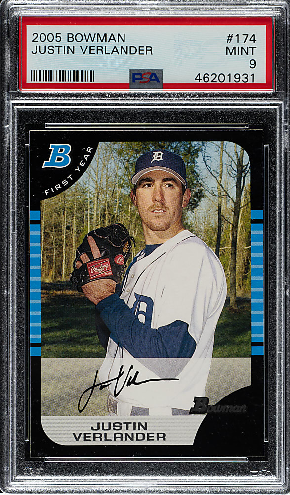 2005 Bowman #174 Justin Verlander Rookie PSA MINT 9