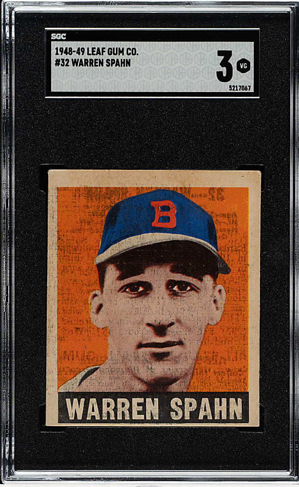 1948-1949 Leaf #32 Warren Spahn Rookie SGC VG 3