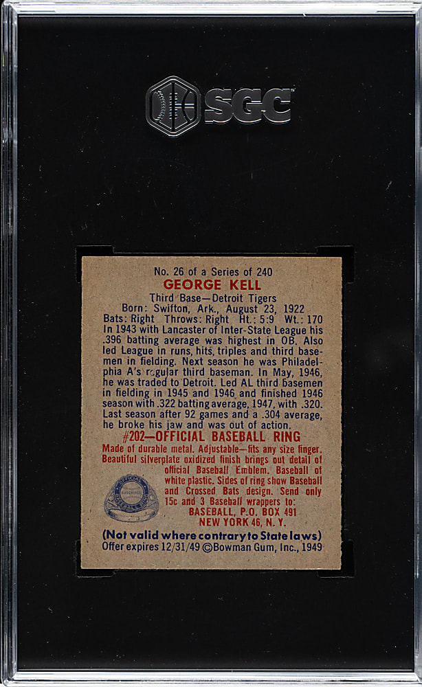 1949 Bowman #26 George Kell Rookie SGC NM 7