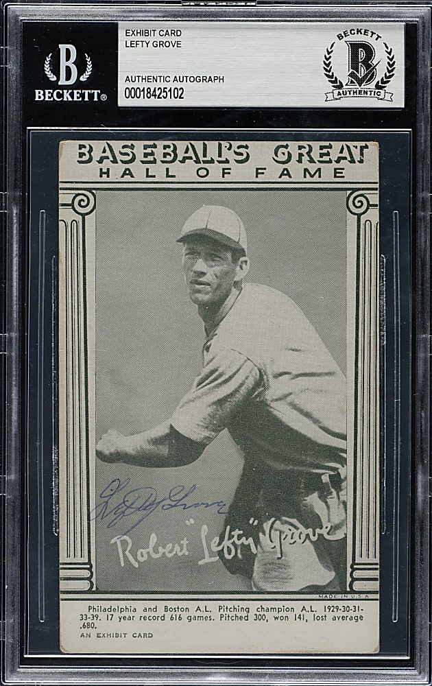 Signed 1948 W464 Baseball's Great Hall of Fame Exhibits Lefty Grove - Beckett and JSA