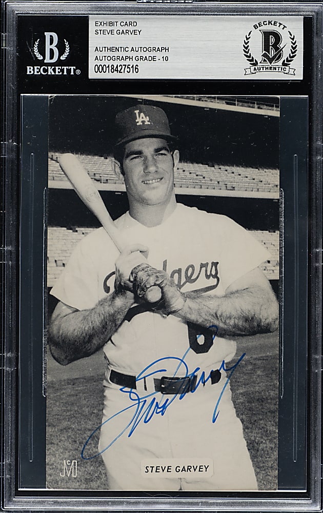 Signed 1970s J. D. McCarthy Postcard Steve Garvey Beckett GEM MINT 10