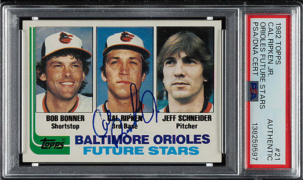 Signed 1982 Topps #21 Cal Ripken Jr. Rookie - PSA/DNA
