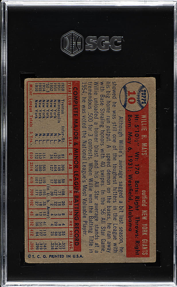 1957 Topps #10 Willie Mays SGC POOR 1