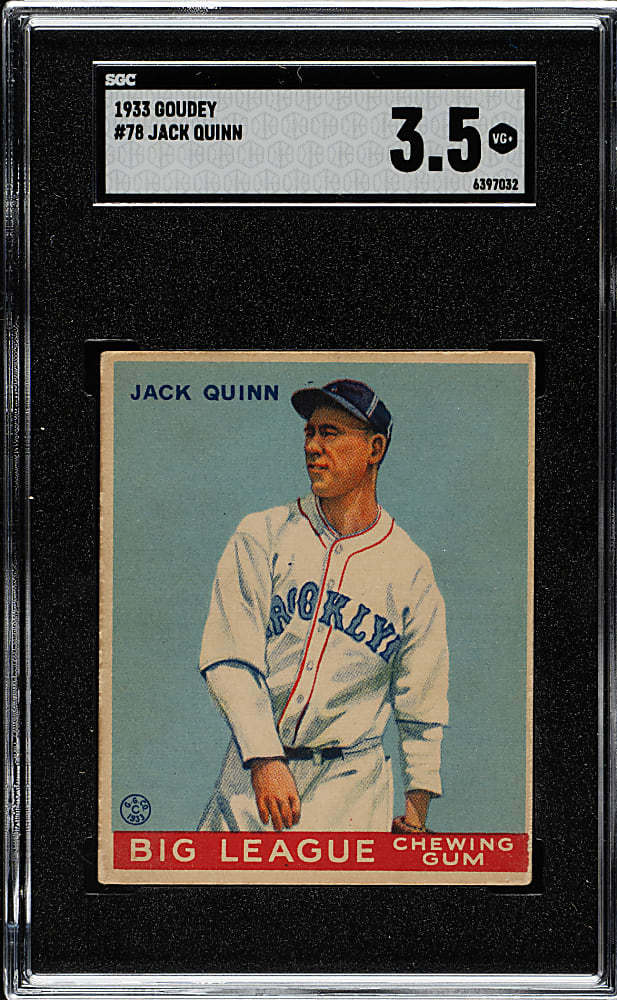1933 R319 Goudey #78 Jack Quinn SGC VG+ 3.5