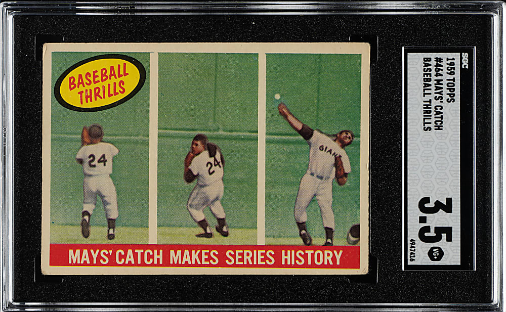 1959 Topps #464 Willie Mays' Catch Makes Series History SGC VG+ 3.5