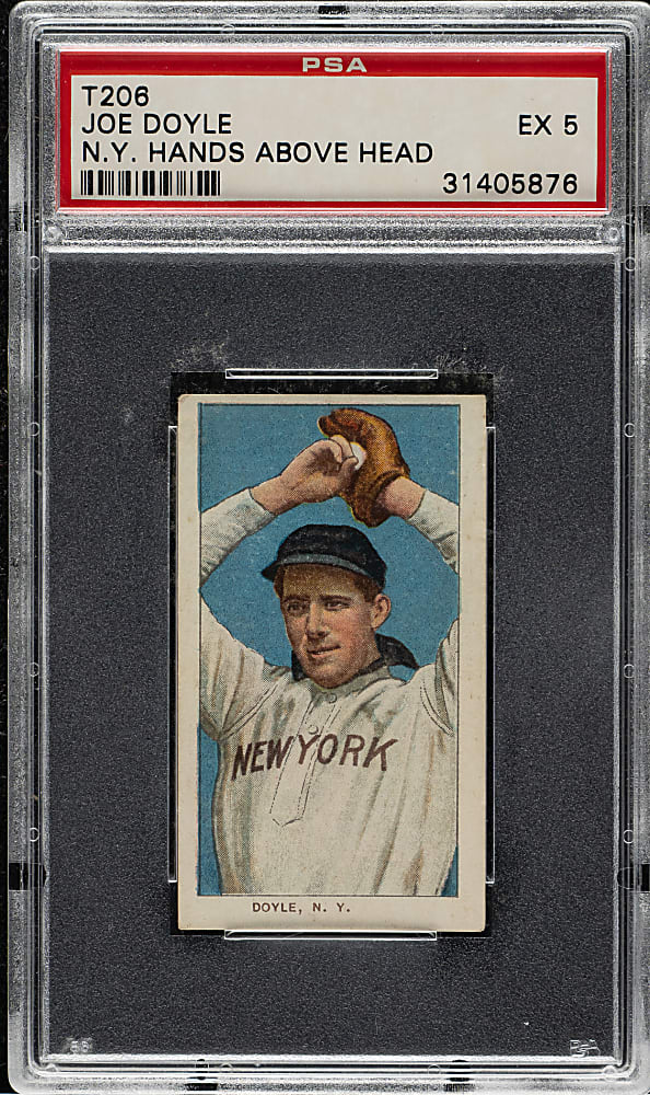 1909-1911 T206 White Border Joe Doyle N.Y. Hands Above Head PSA EX 5 - Sovereign 350 Back