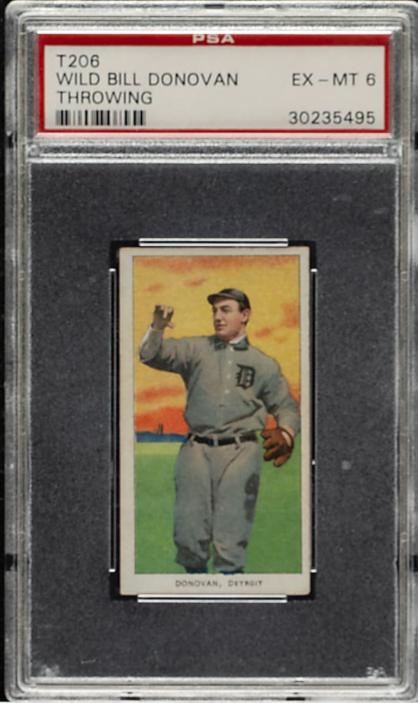 1909-1911 T206 White Border Wild Bill Donovan Throwing PSA EX-MT 6
