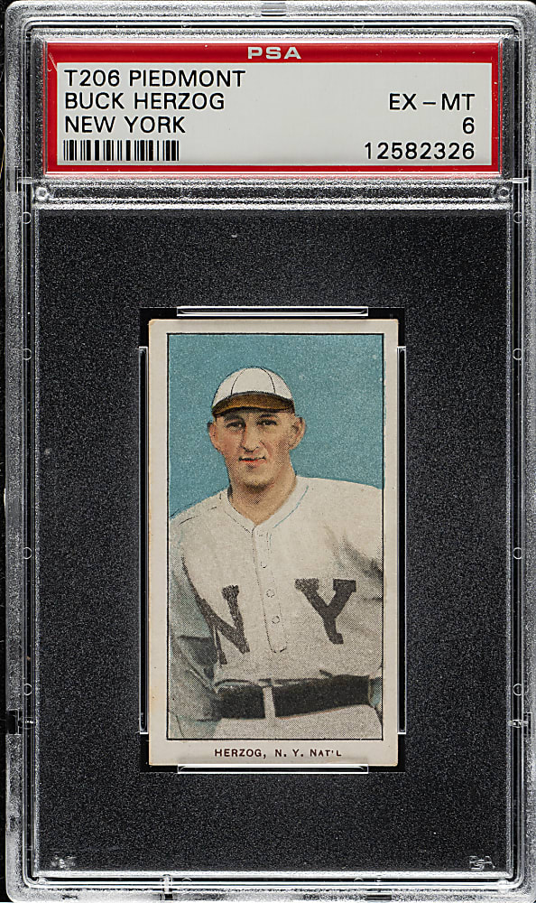 1909-1911 T206 White Border Buck Herzog New York PSA EX-MT 6