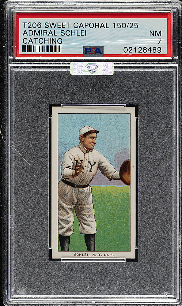 1909-1911 T206 White Border Admiral Schlei Catching PSA NM 7 (MBA Silver Diamond)