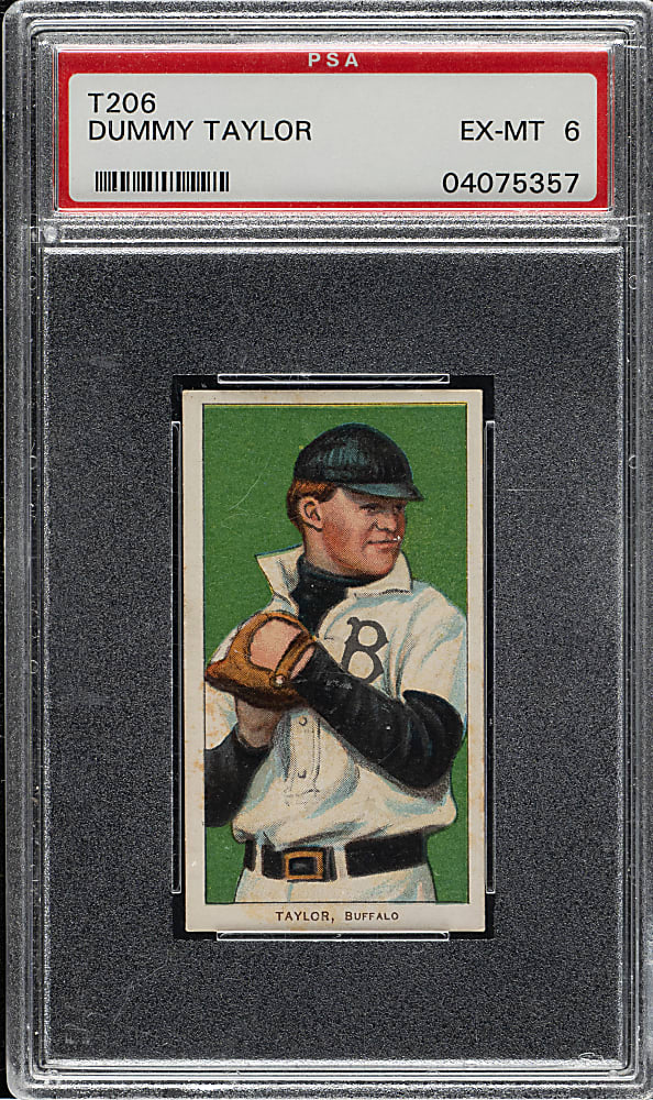 1909-1911 T206 White Border Dummy Taylor PSA EX-MT 6 - Old Mill Back