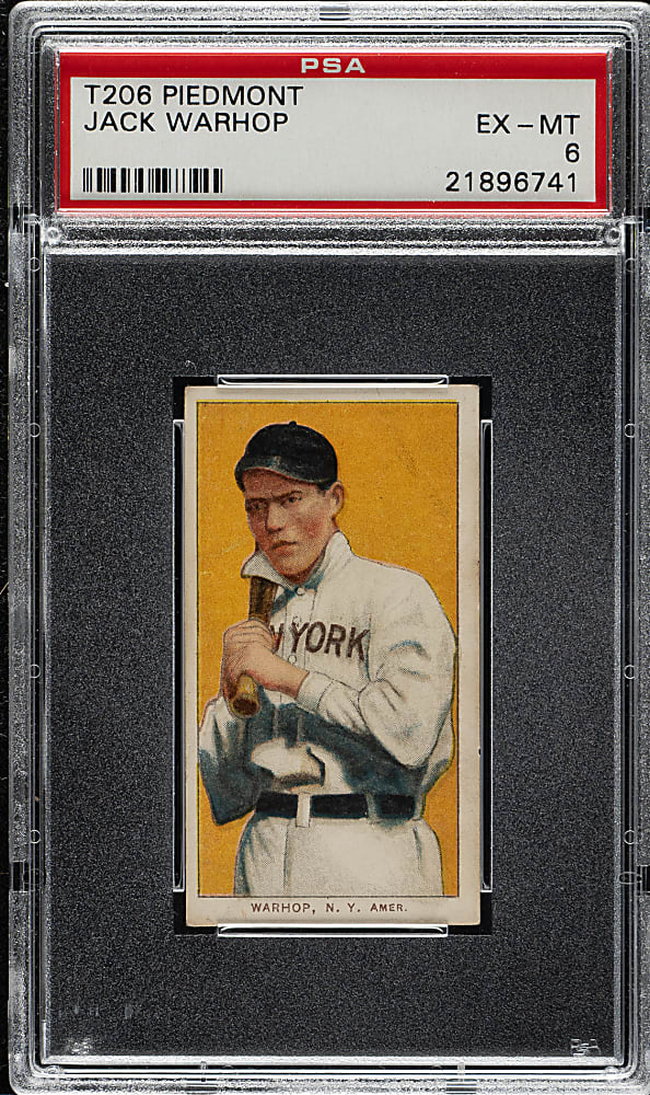 1909-1911 T206 White Border Jack Warhop PSA EX-MT 6