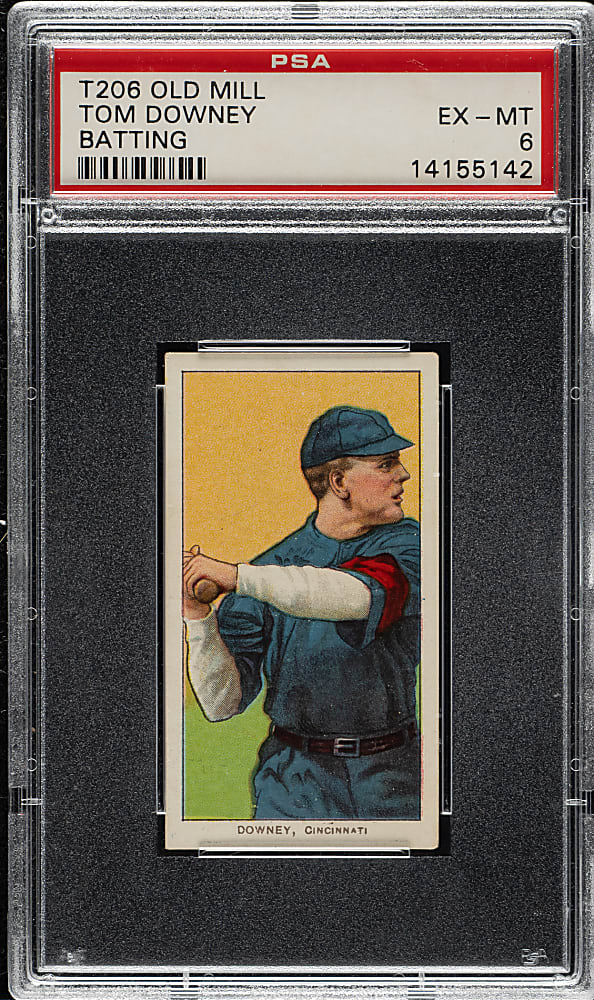 1909-1911 T206 White Border Tom Downey Batting PSA EX-MT 6 - Old Mill Back