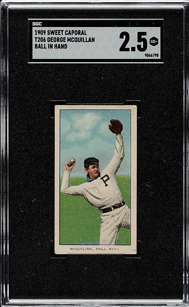 1909-1911 T206 White Border George McQuillan Ball in Hand SGC GOOD+ 2.5