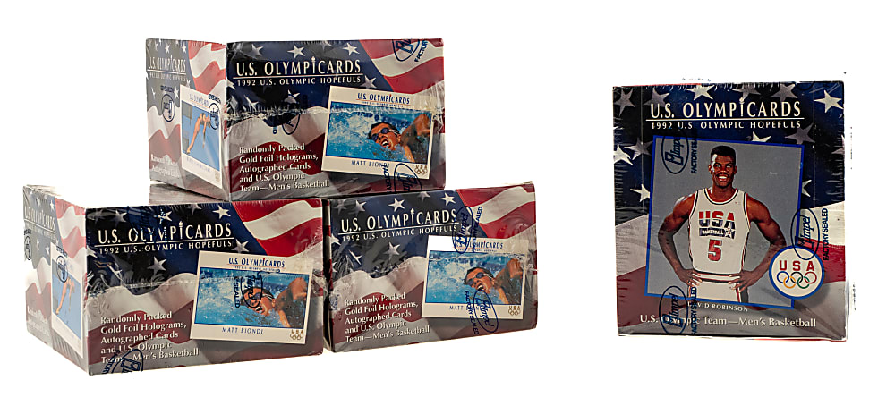 1992 Impel "U.S. Olympicards" Factory-Sealed Unopened Wax Box Collection (4 Boxes, 144 Packs)