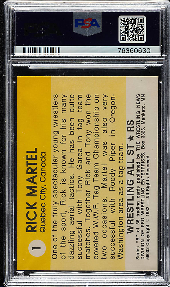 1982 Wrestling All-Stars "Series B" #1 Rick Martel PSA EX-MT 6