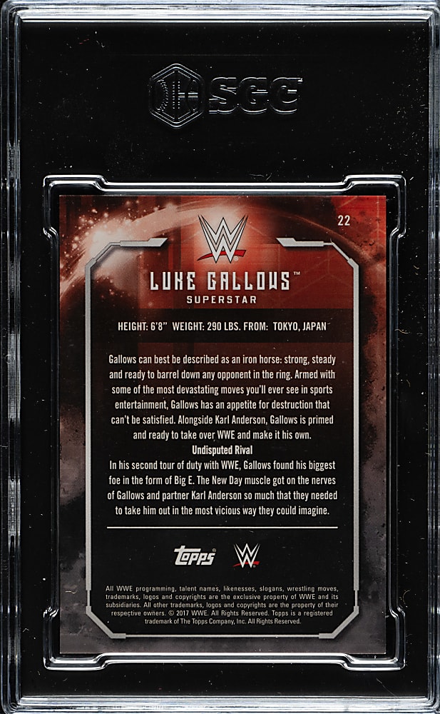 2017 Topps WWE Undisputed #22 Luke Gallows Gold #5/10 SGC GEM MINT 10