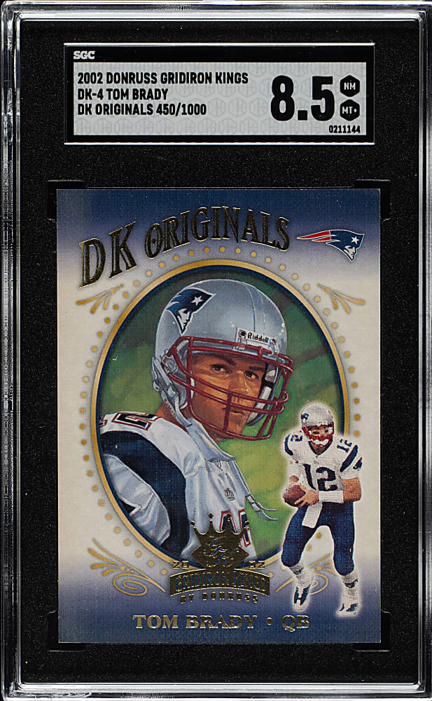2002 Donruss Gridiron Kings DK Originals Football #DK-4 Tom Brady #450/1,000 SGC NM/MT+ 8.5