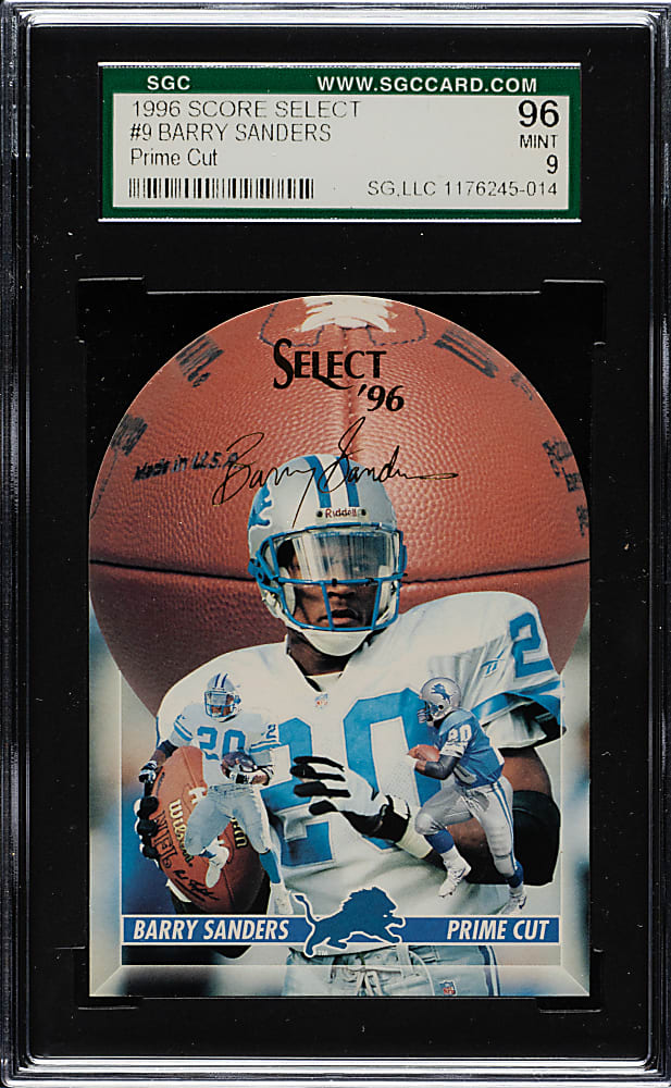 1996 Score Select Prime Cuts Football #9 Barry Sanders SGC MINT 96 - Numbered to 1,996