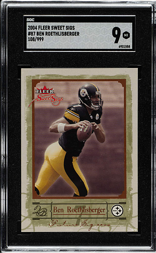 2004 Fleer Sweet Sigs Football #87 Ben Roethlisberger Rookie #108/999 SGC MINT 9