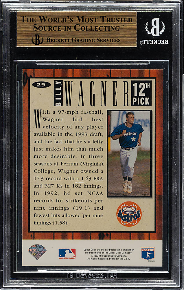 1994 Upper Deck Collector's Choice #29 Billy Wagner Rookie BGS GEM MINT 9.5