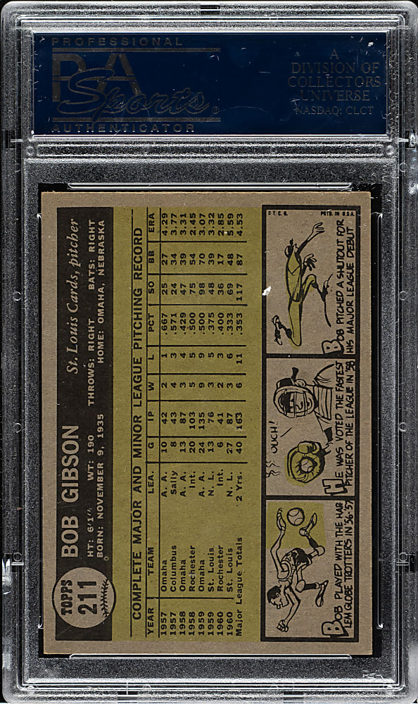 1961 Topps #211 Bob Gibson PSA EX-MT 6