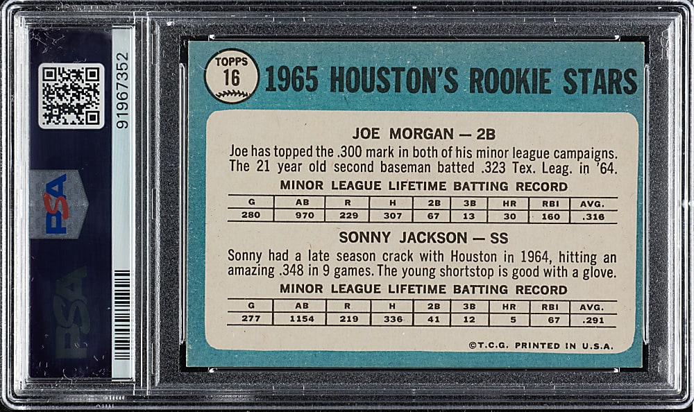 1965 Topps #16 Joe Morgan Rookie PSA EX-MT 6