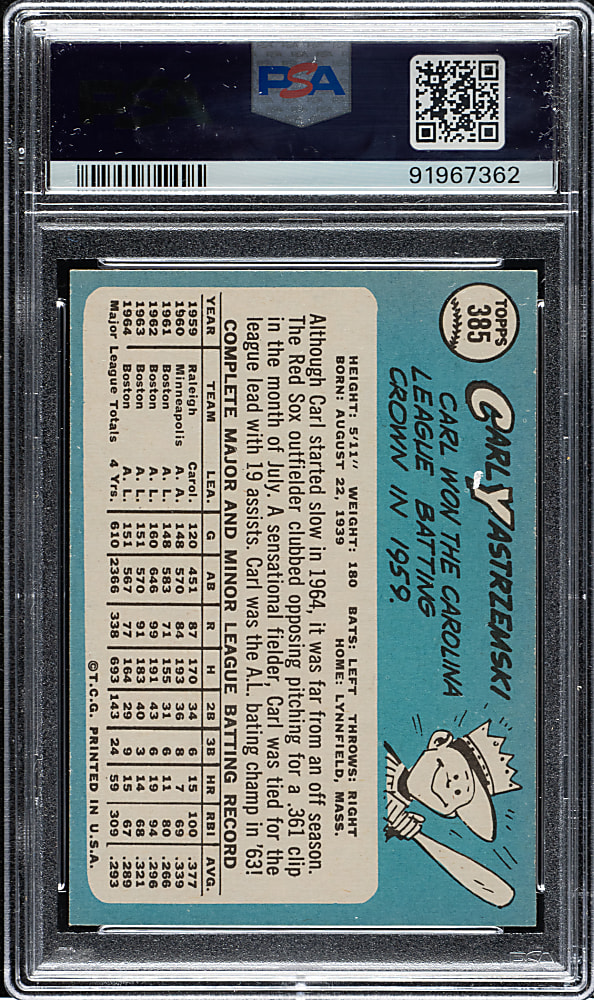 1965 Topps #385 Carl Yastrzemski PSA NM 7