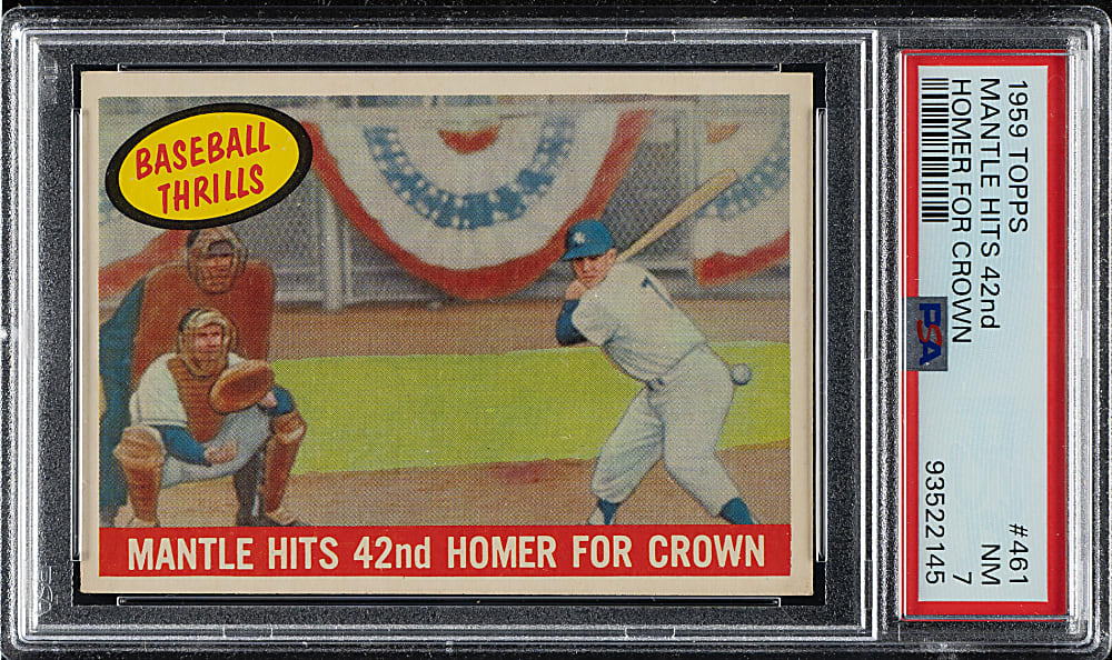 1959 Topps #461 Mantle Hits 42nd Home Run PSA NM 7