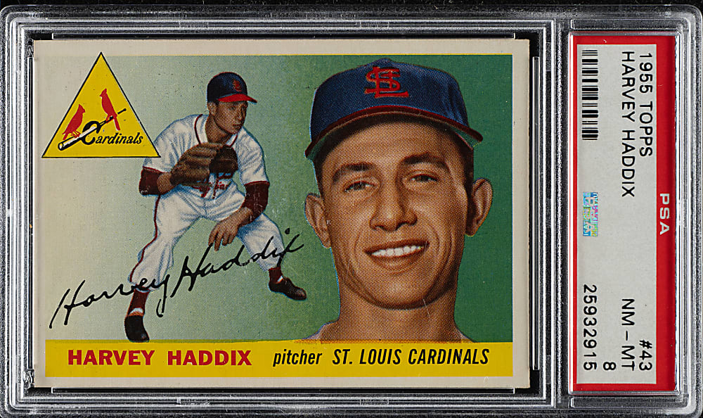 1955 Topps #43 Harvey Haddix PSA NM-MT 8
