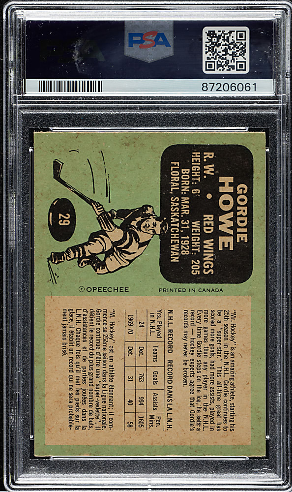 1970-1971 O-Pee-Chee Hockey #29 Gordie Howe PSA EX-MT 6