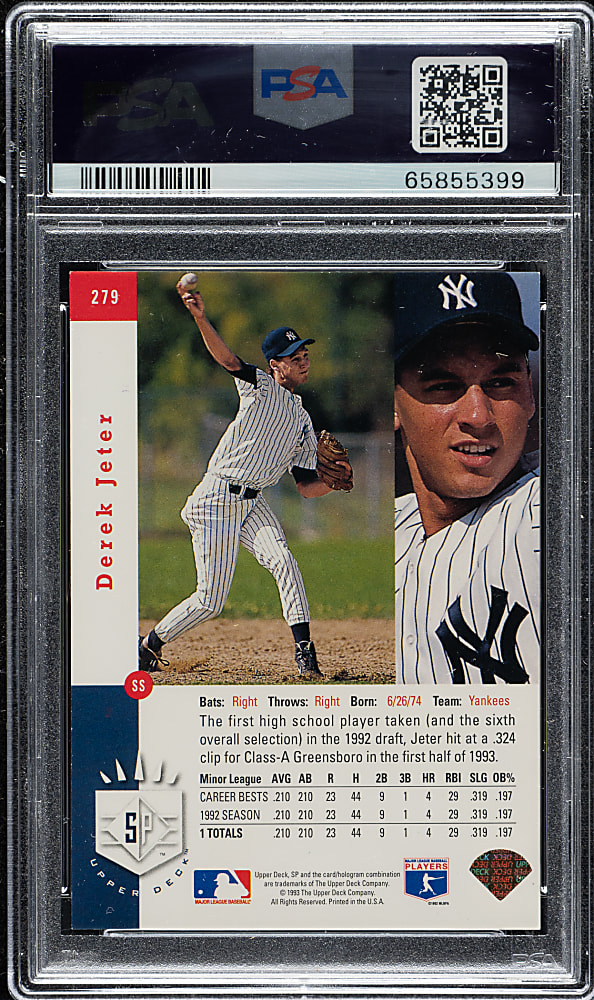 1993 Upper Deck SP Foil #279 Derek Jeter Rookie PSA EX-MT 6