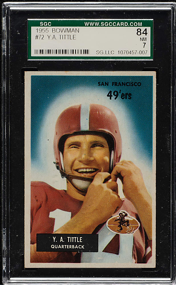 1955 Bowman Football #72 Y. A. Tittle SGC NM 84