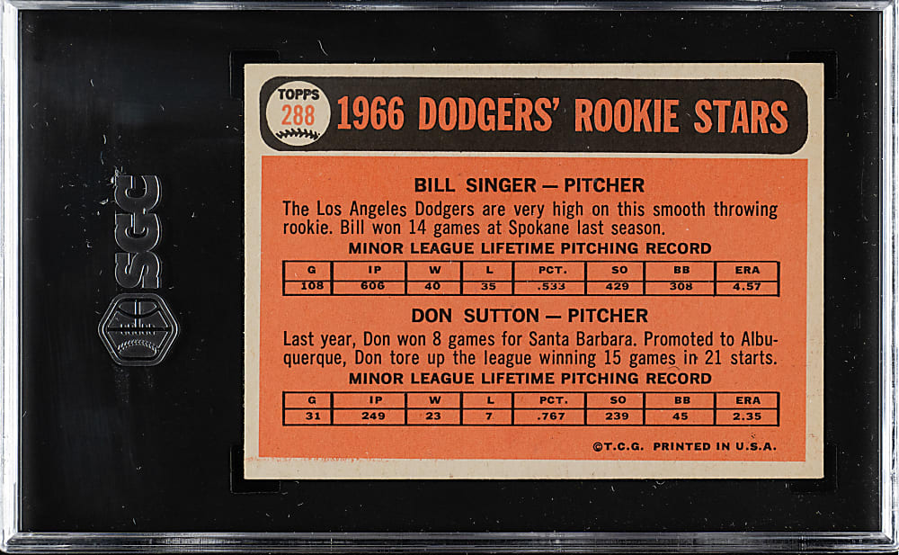 1966 Topps #288 Don Sutton Rookie SGC EX/NM+ 6.5