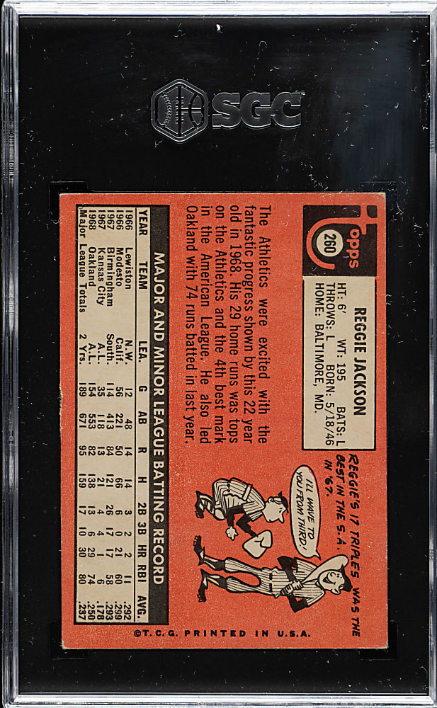 1969 Topps #260 Reggie Jackson Rookie SGC VG/EX+ 4.5