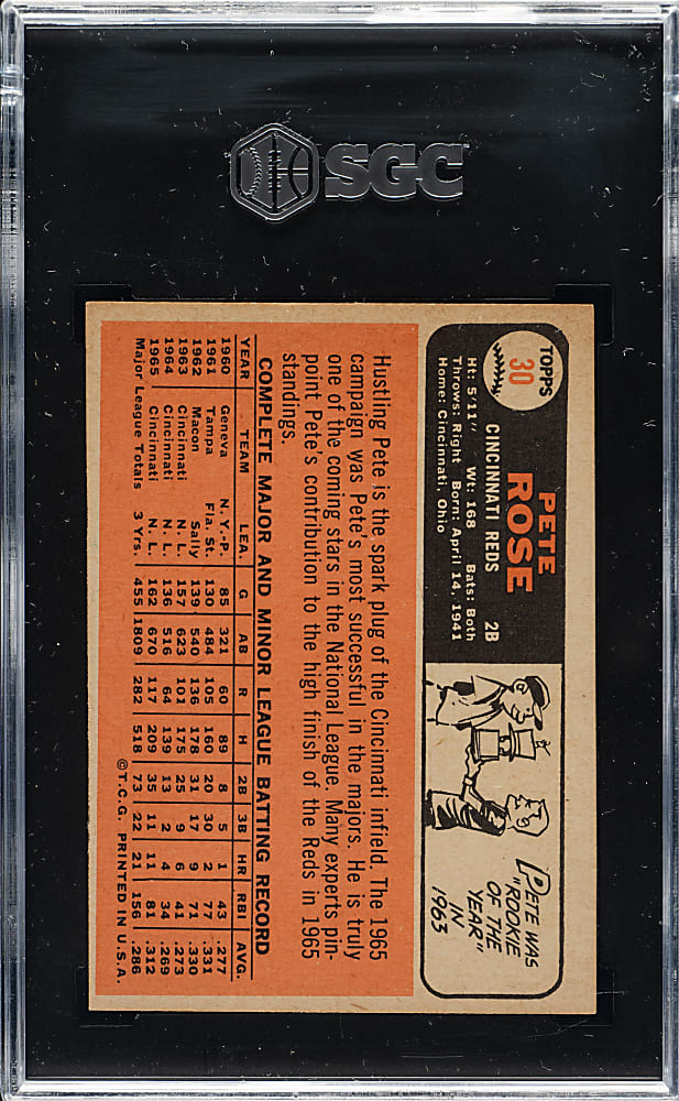 1966 Topps #30 Pete Rose SGC EX/NM+ 6.5