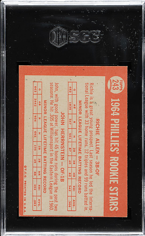 1964 Topps #243 Richie Allen Rookie SGC VG/EX+ 4.5