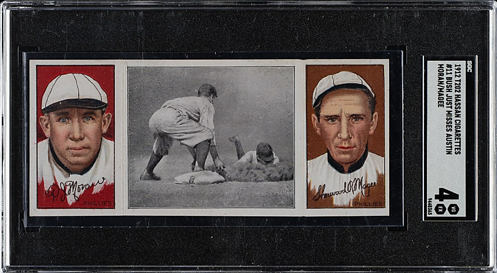 1912 T202 Hassan Triple Folder "Bush Just Misses Austin" Moran/Magee SGC VG/EX 4