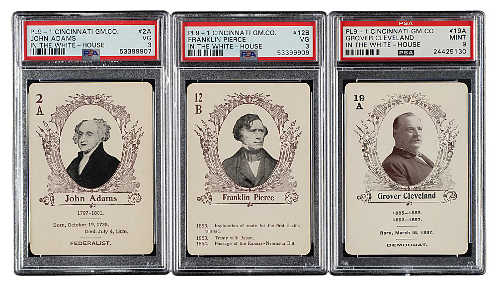 1900 PL9-1 Cincinnati Gm. Co. In the White-House PSA-Graded Trio: John Adams, Franklin Pierce, and Grover Cleveland