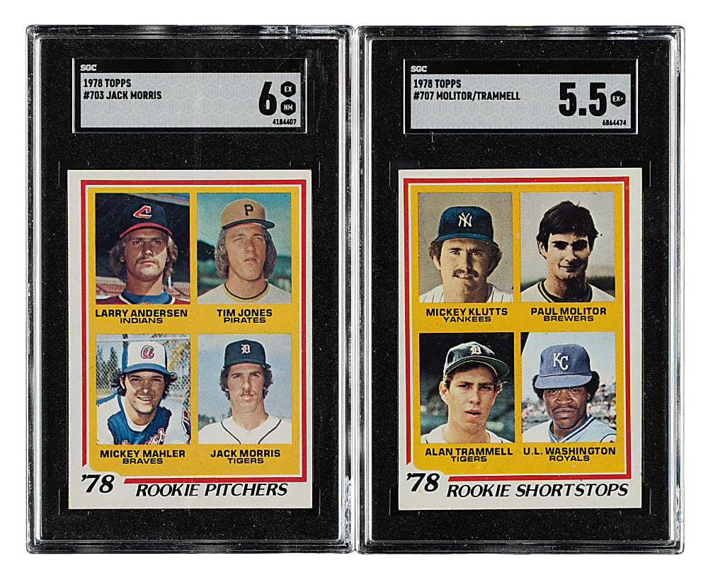 1978 Topps #703 Jack Morris Rookie and #707 Paul Molitor/Alan Trammell Rookie SGC-Graded Pair