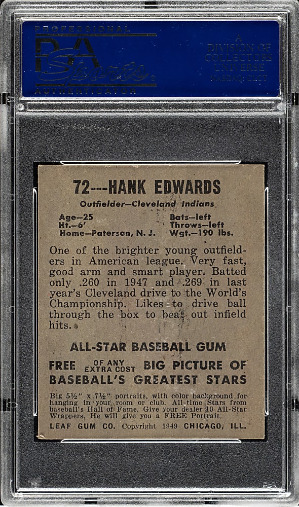 1948-1949 Leaf #72 Hank Edwards PSA EX 5